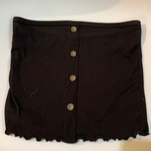 black strapless crop top